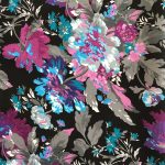 Атлас хлопковый –цветы на чёрном