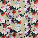 Атлас хлопковый- цветы на сливочном