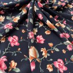 Креп Прованс - цветы на тёмно-синем