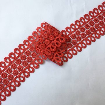 Кружево плетеное-красное