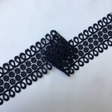 Кружево плетеное-темно-синее - Ширина 6 см