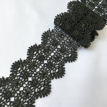 Кружево плетеное-темно-зеленое - Ширина 6 см.