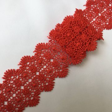 Кружево плетеное-красное