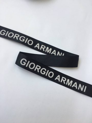 Тесьма репсовая-логотип Giorgio Armani. Ширина 25 мм.