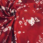 Вискоза-шёлк Италия - цветы терракот арт. 002620