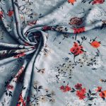 Вискоза-шёлк Италия - цветы серо-голубой фон арт. 002620