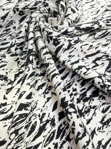 Вискоза черный принт на белом фоне