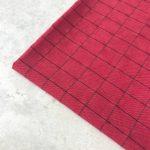 Лён костюмный - клетка на красном