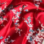 Китайский шёлк - алый Цветочный принт