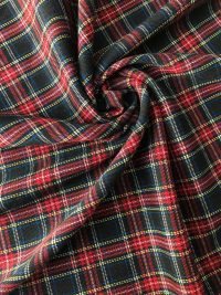 Костюмная клетка с вискозой - красно-синяя