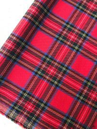 Костюмная клетка с вискозой - красно-зелёная