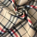 Костюмная клетка с вискозой – бежево-красная