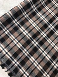 Костюмная клетка с вискозой – коричнево-белая