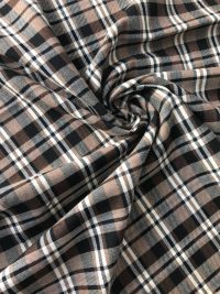 Костюмная клетка с вискозой – коричнево-белая