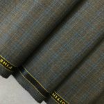 Костюмная Роскошь – т. хаки с синей и коричневой нитью